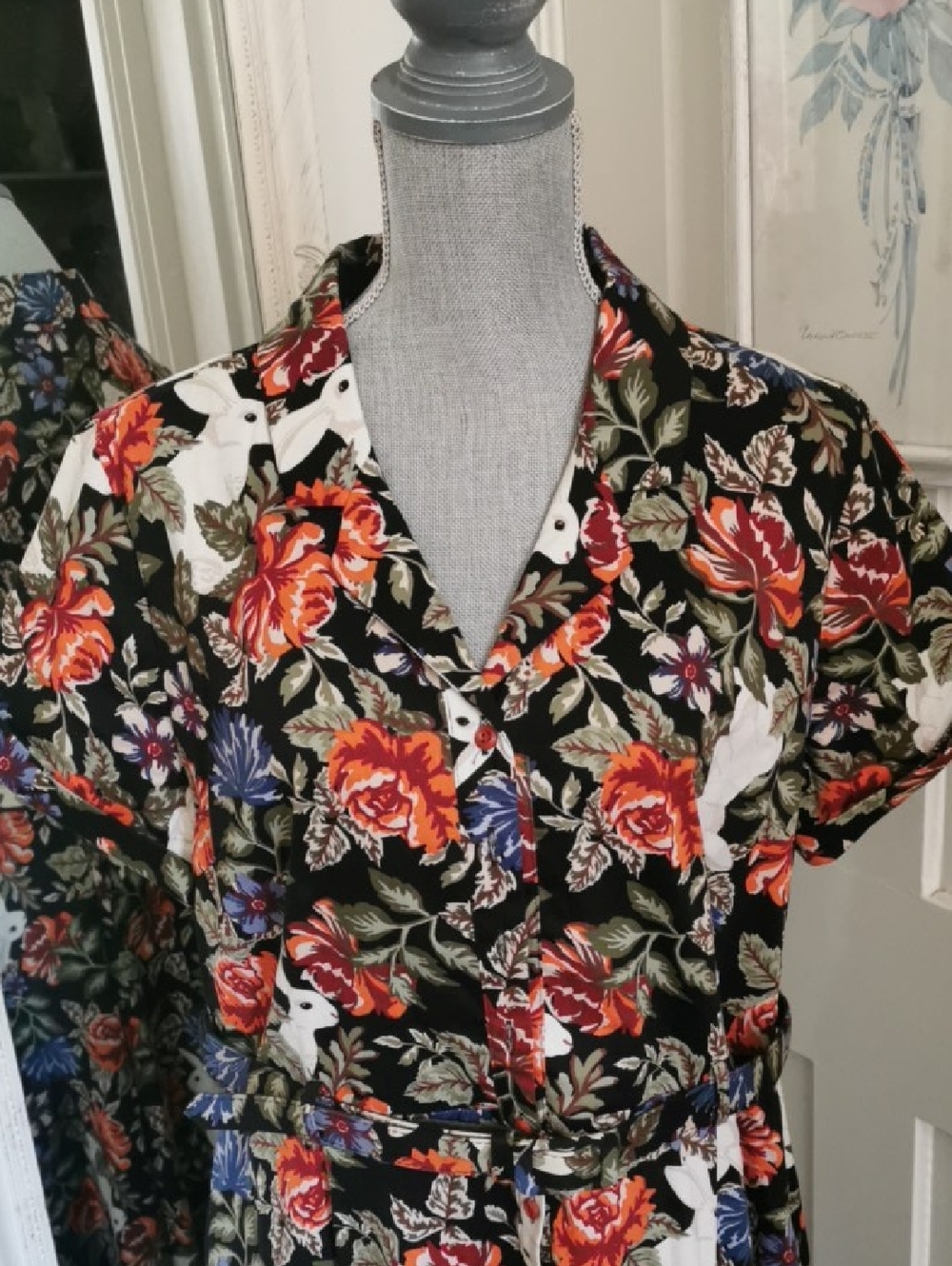 Collectif Vintage Retro 50s Swing Rockabilly Cottage Garden Bunny Teadress. 2XL - Picture 2 of 6